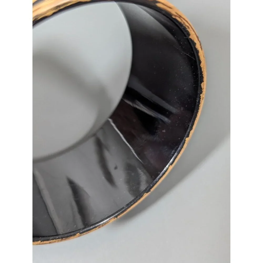 Vintage Lightweight Brown Black Swirl Wide Bangle Bracelet‎ Plastic 8.5